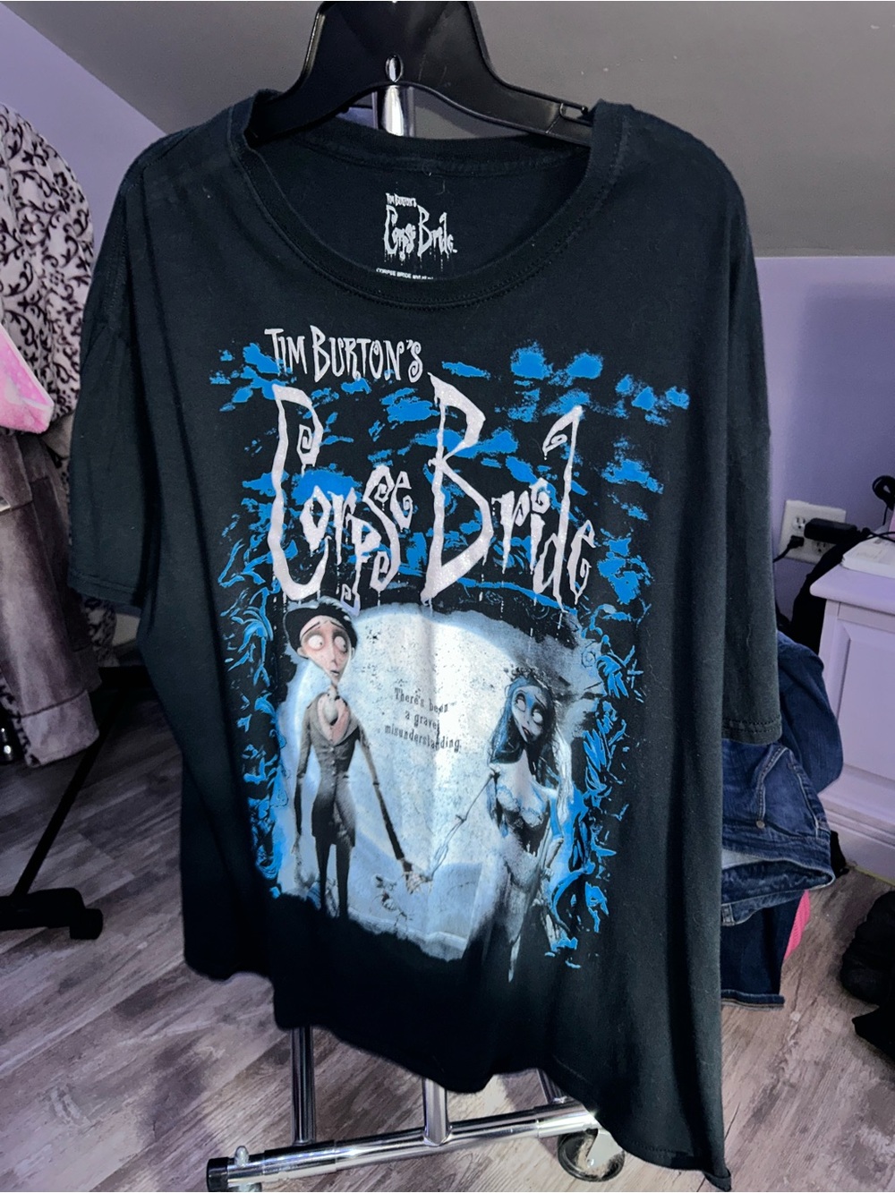 Tim Burton's Corpse Bride Graphic Tee - Black with Blue Accents